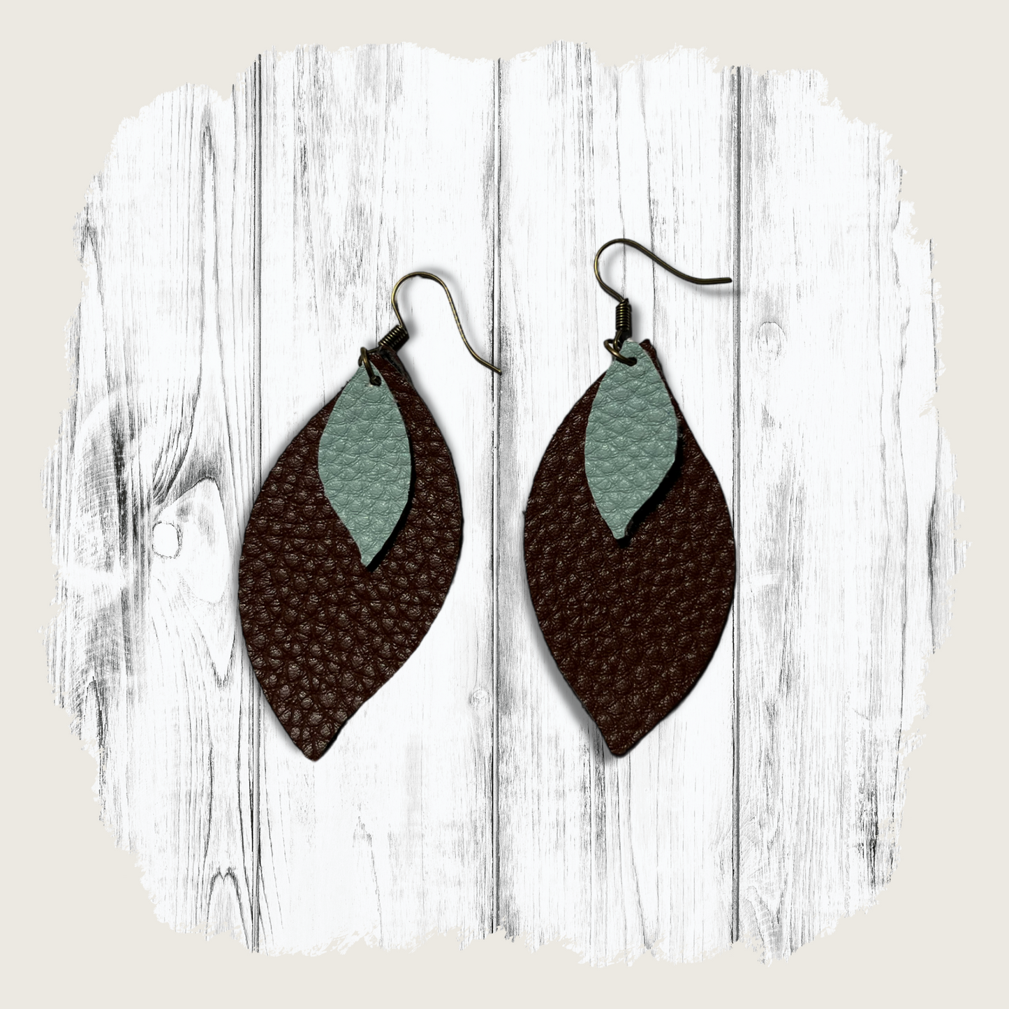 Teal and Brown Layered Earrings